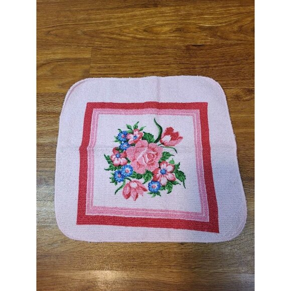 Vintage Cannon MCM Pink‎ Floral Rose Face Cloth - Picture 1 of 2
